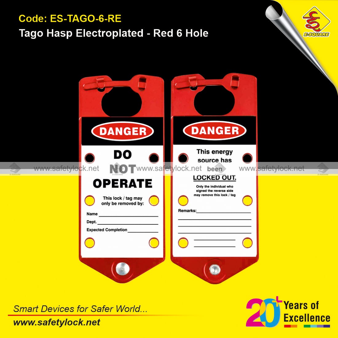 tago lockout hasp electroplated red 6 hole