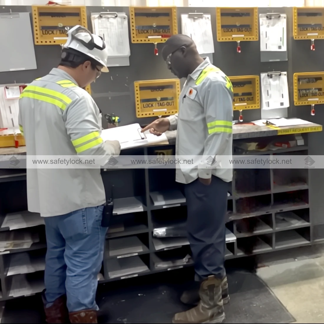 ABS group lockout box hinged with fascia panel