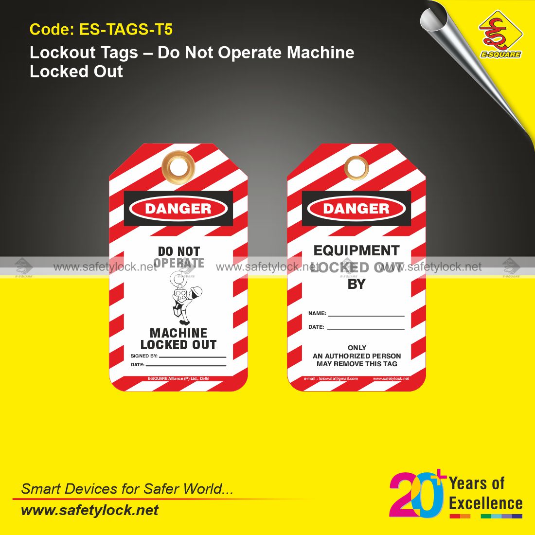 E-Square lockout safety tags