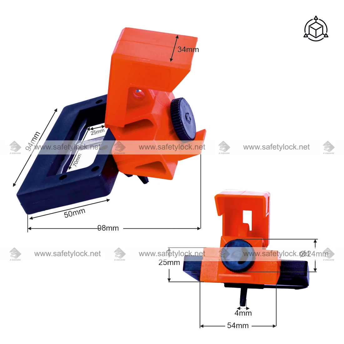 large size clamp on breaker lockout dimension