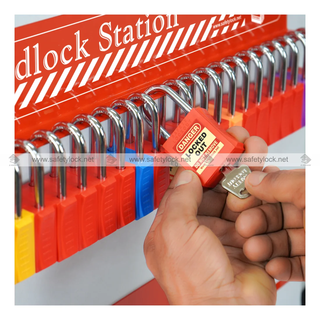 mini LOTO padlock station with locks