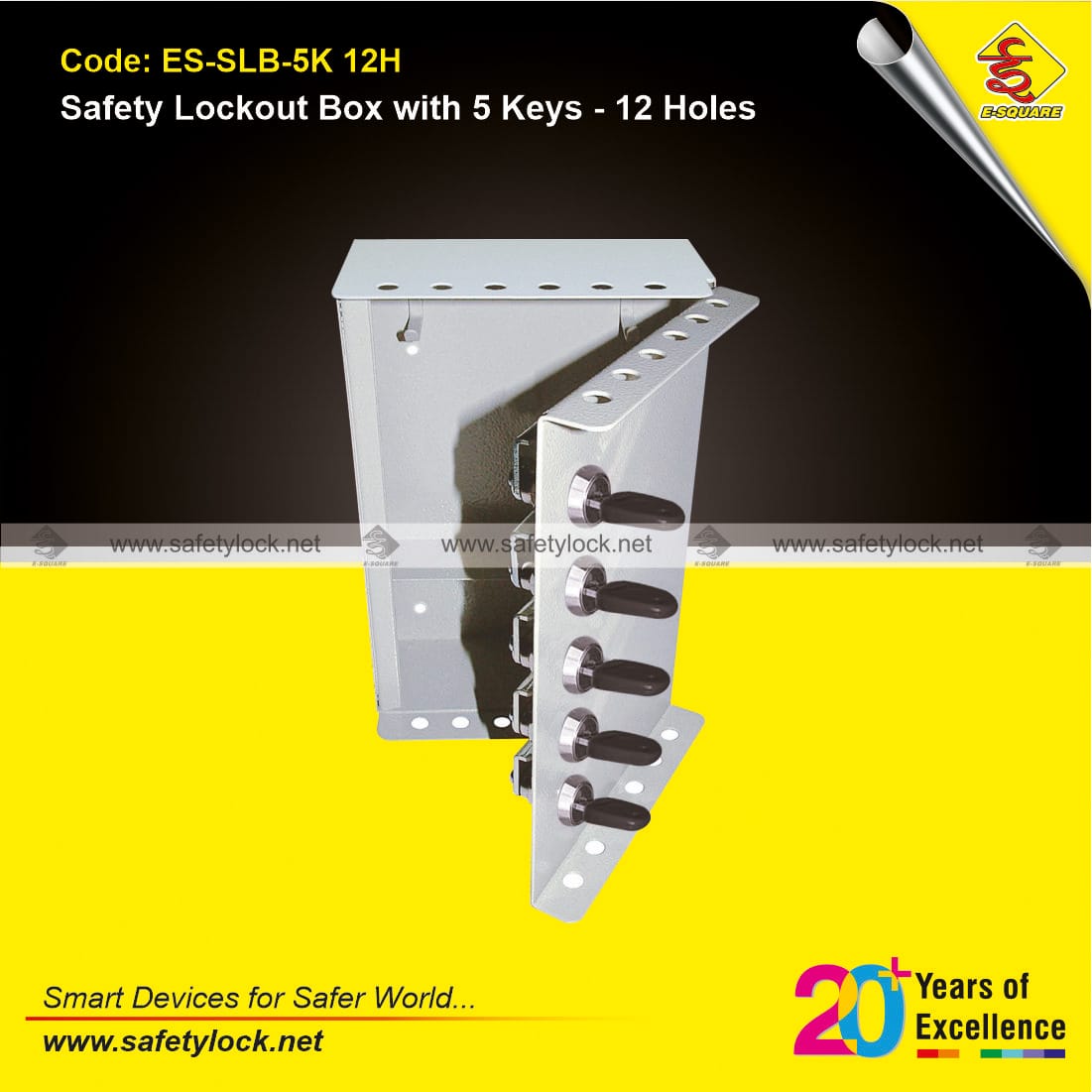 safety lockout box with 5 keys and 12 holes