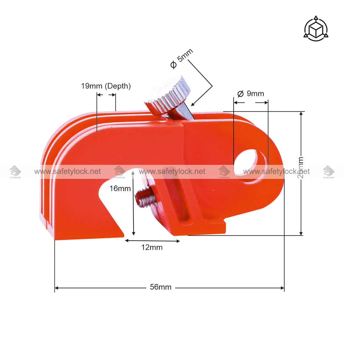 universal circuit breaker lockout B-type with twister screw dimension
