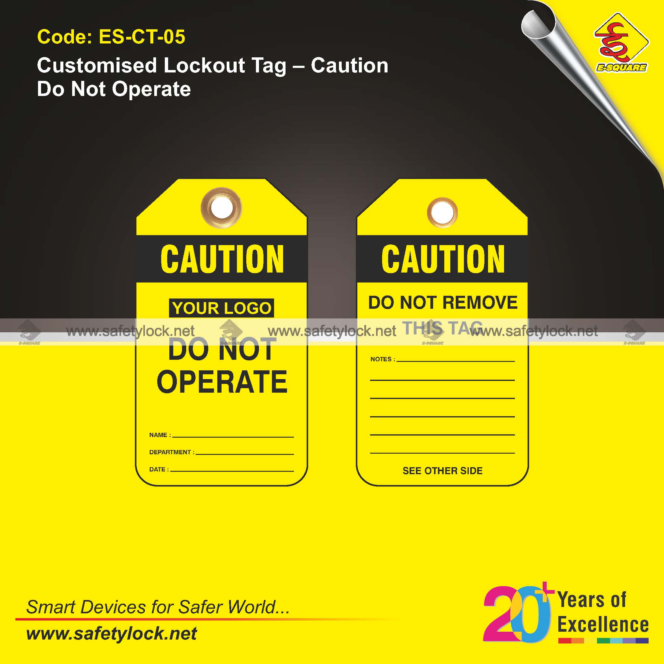 yellow color caution tags