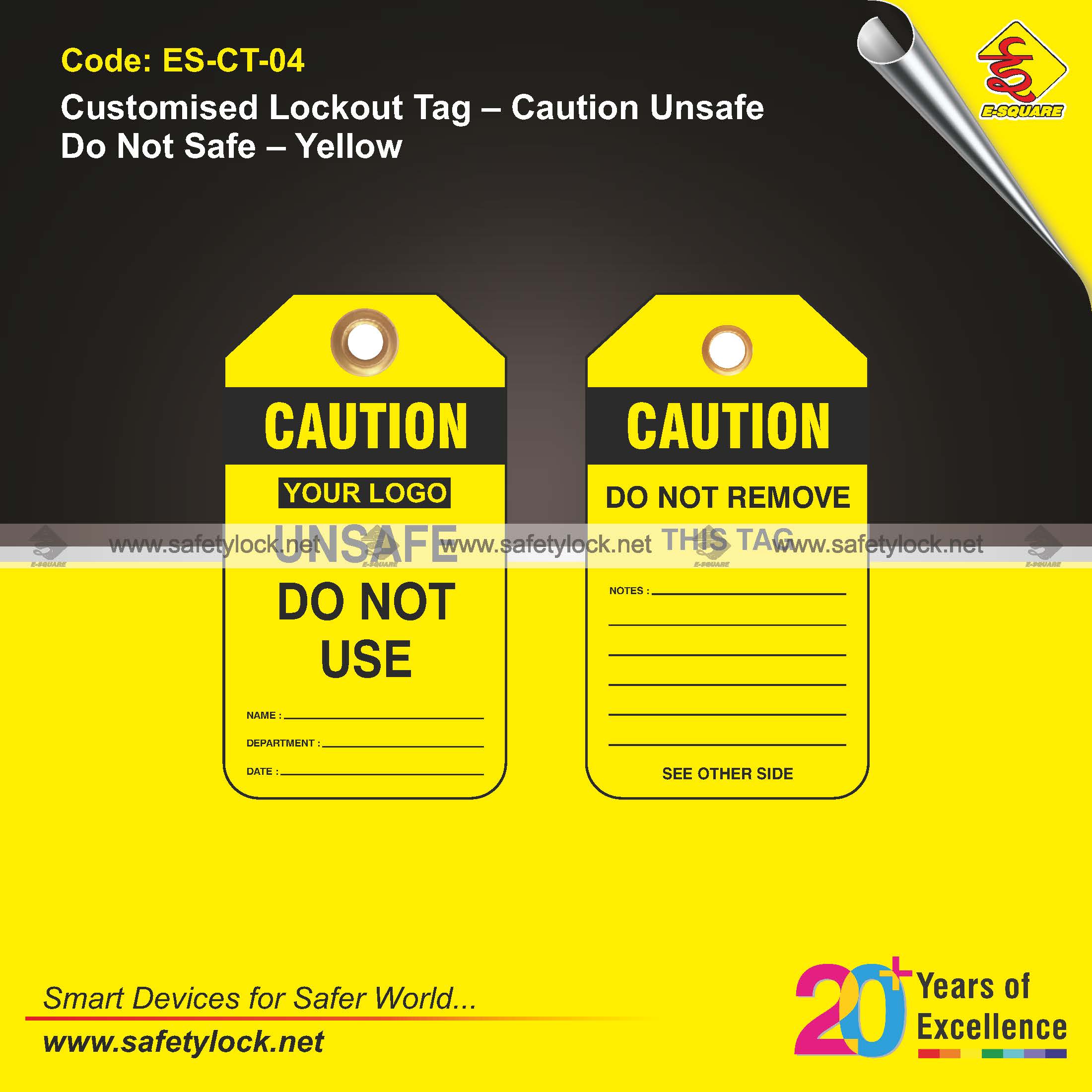 yellow color safety tags