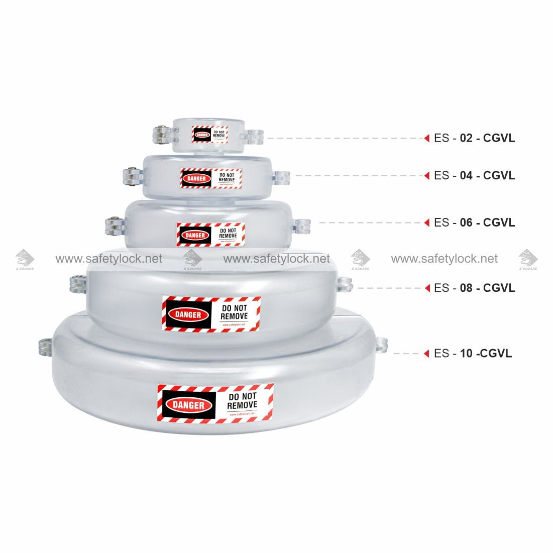 different size of clear gate valve lockout devices