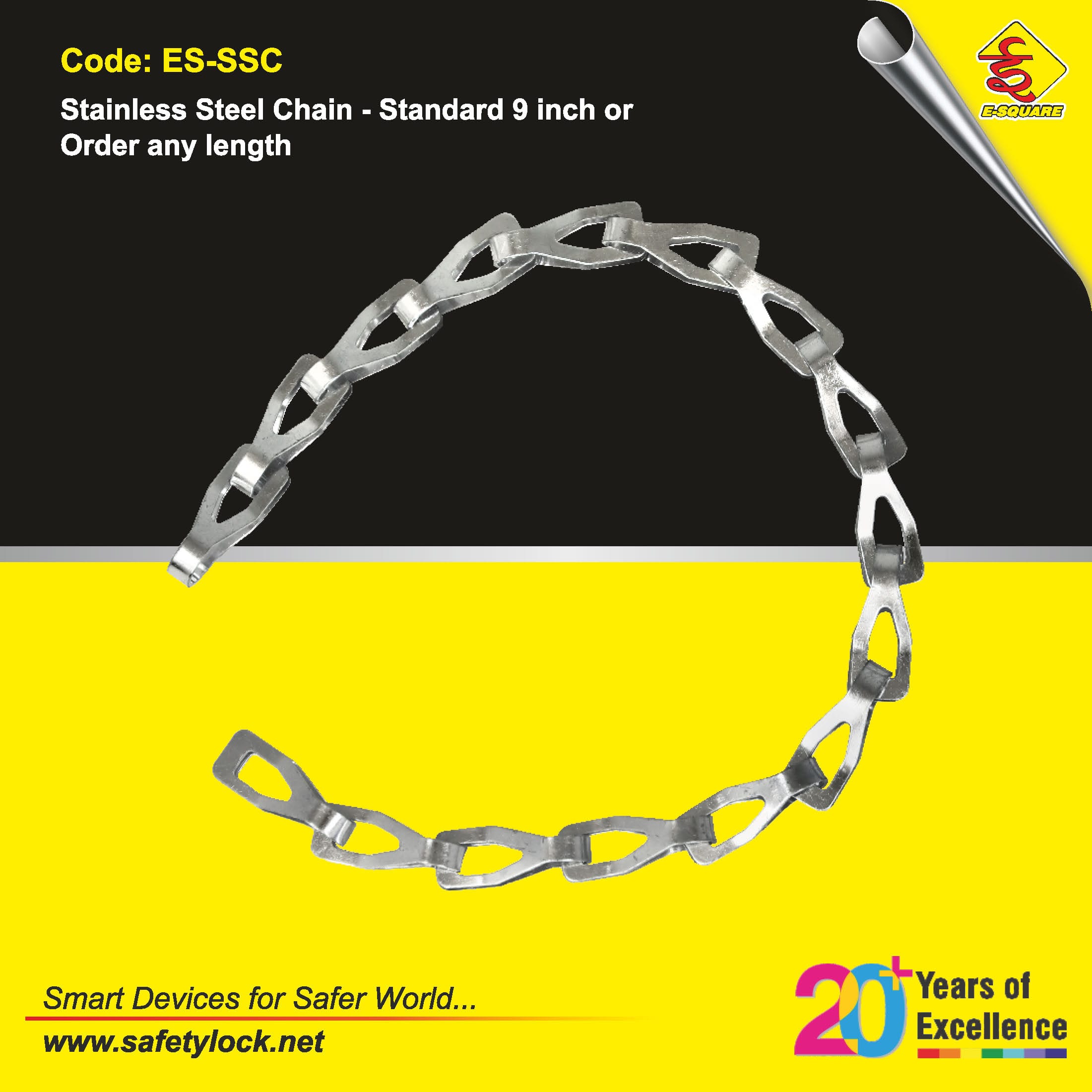 E-Square stainless steel chain for padlock