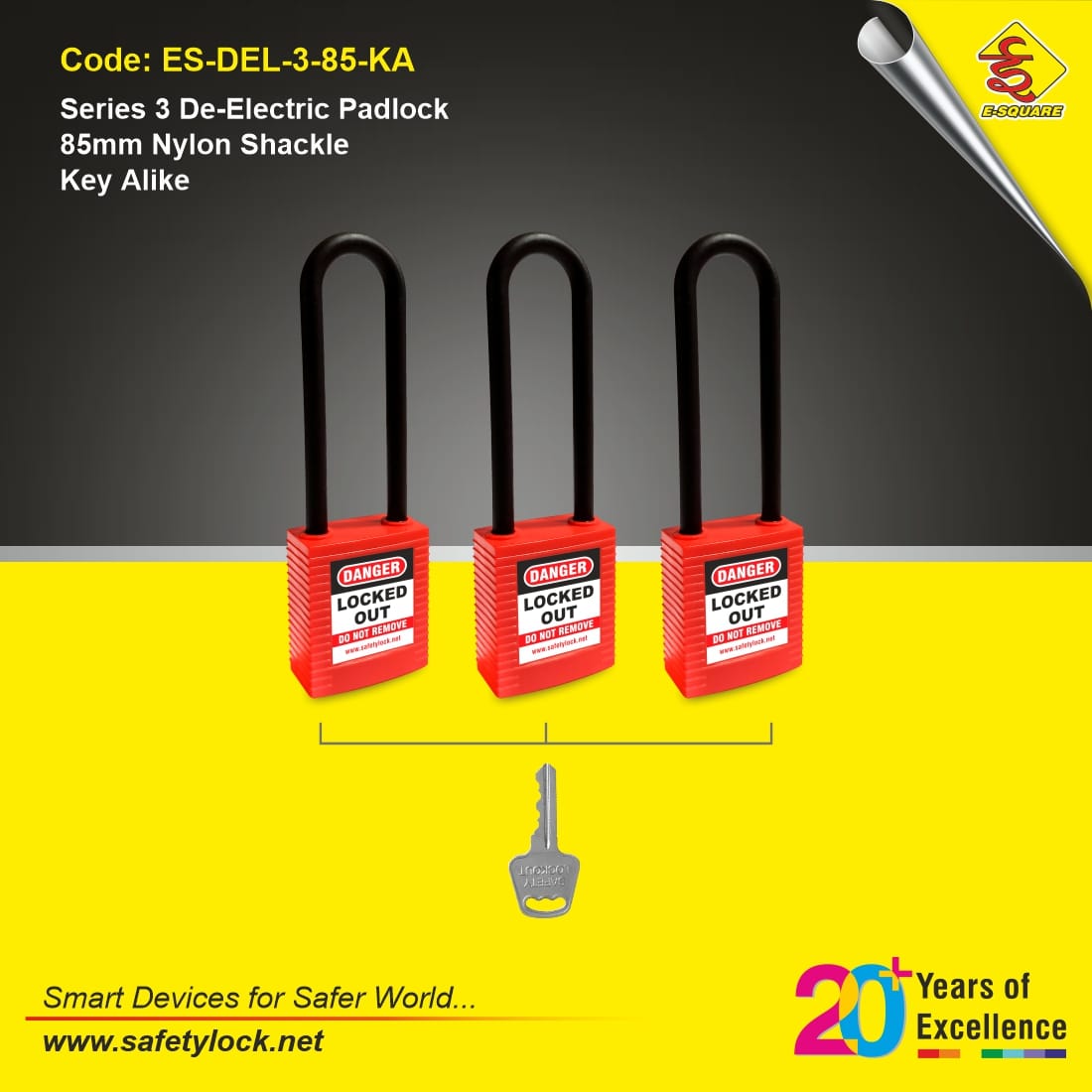 lockout padlock with long nylon shackle
