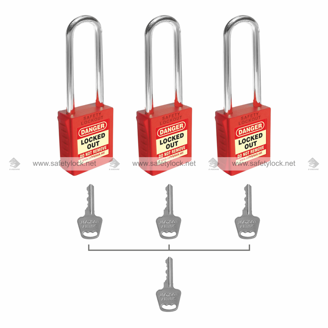 lockout padlock with long shackle