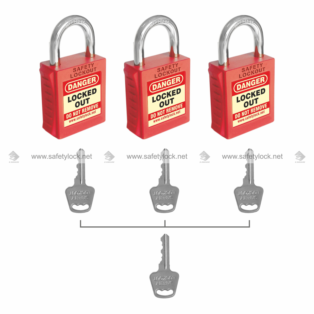 loto padlock with steel shackle