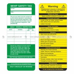 MEWP safety inspection tag