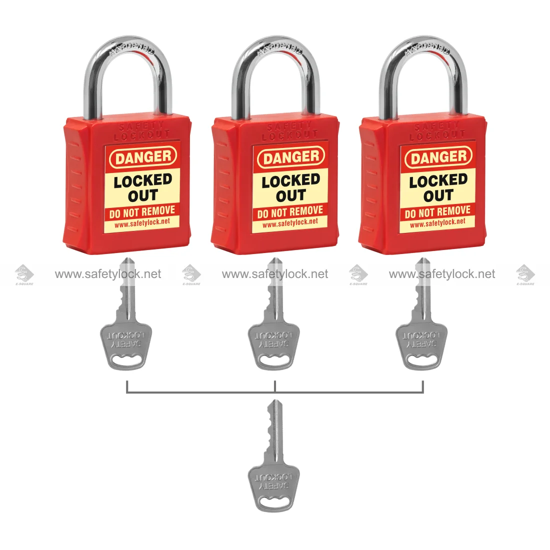 PLSP lockout padlock with small shackle red colour