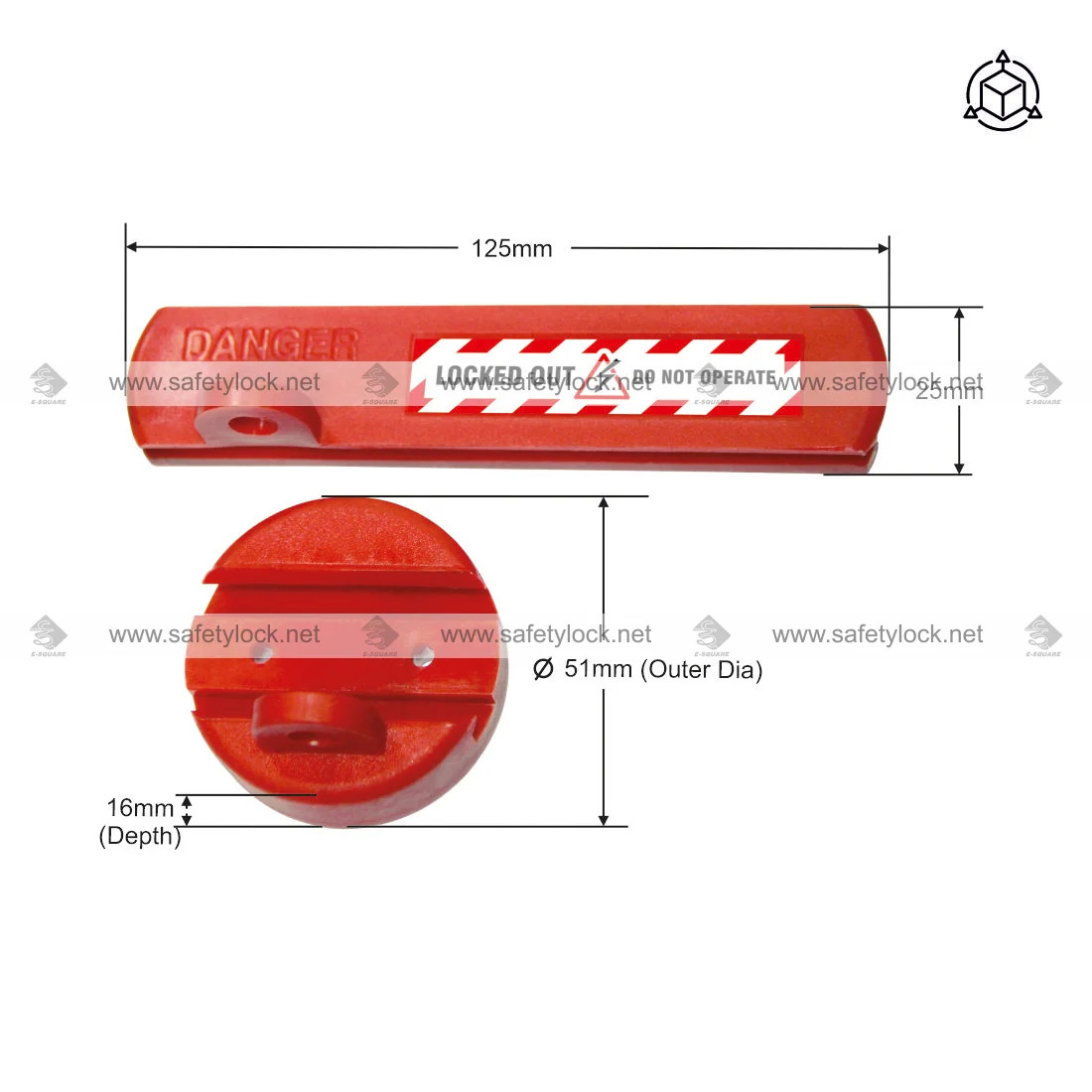 slider toggle lockout device dimension