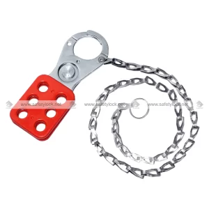 vinyl coated lockout hasp with chrome plated 48 inch stainless steel chain