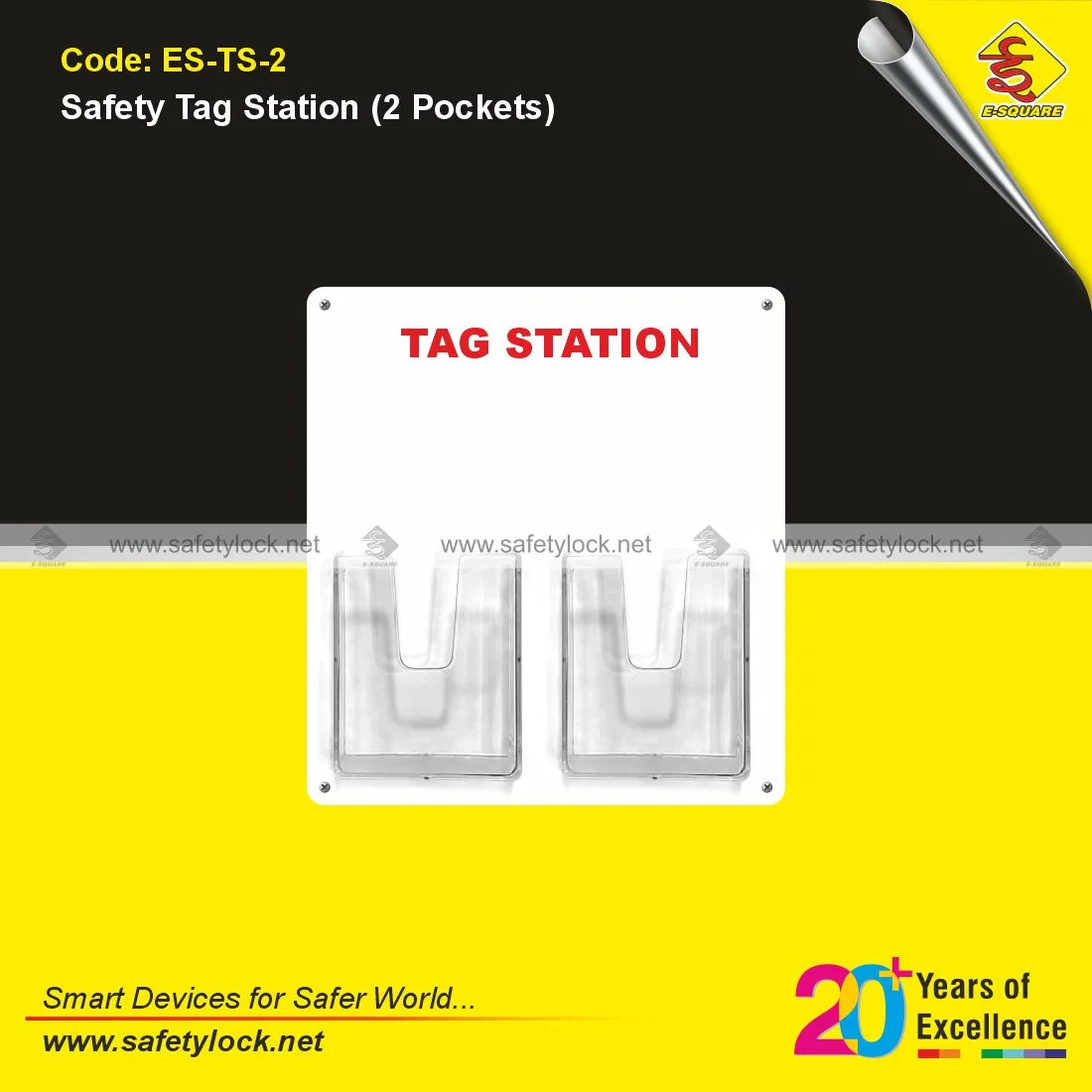 E-Square lockout tag station with 2 pockets