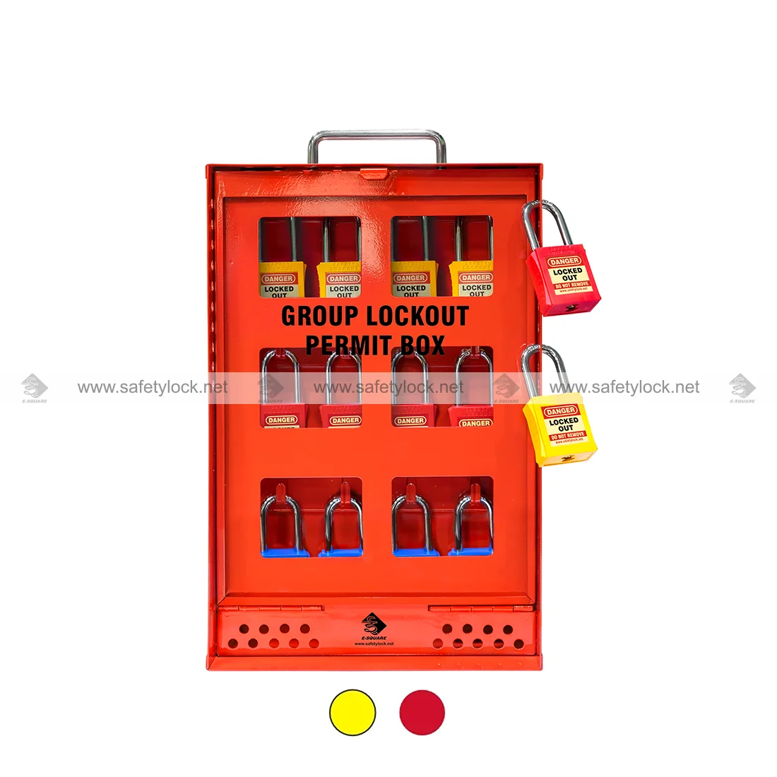 group lockout box with permit holder colors