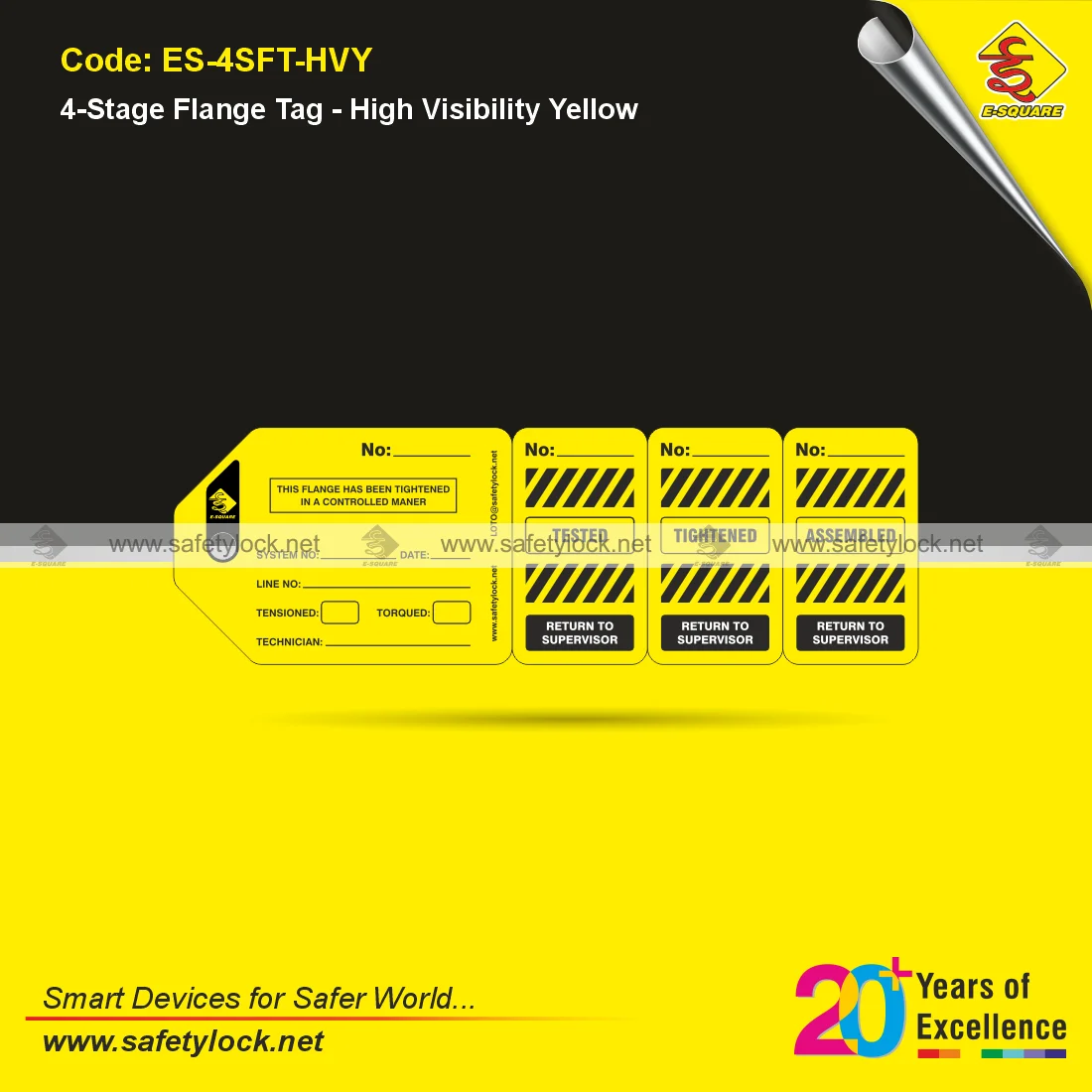 4-stage flange tags yellow colour supplier