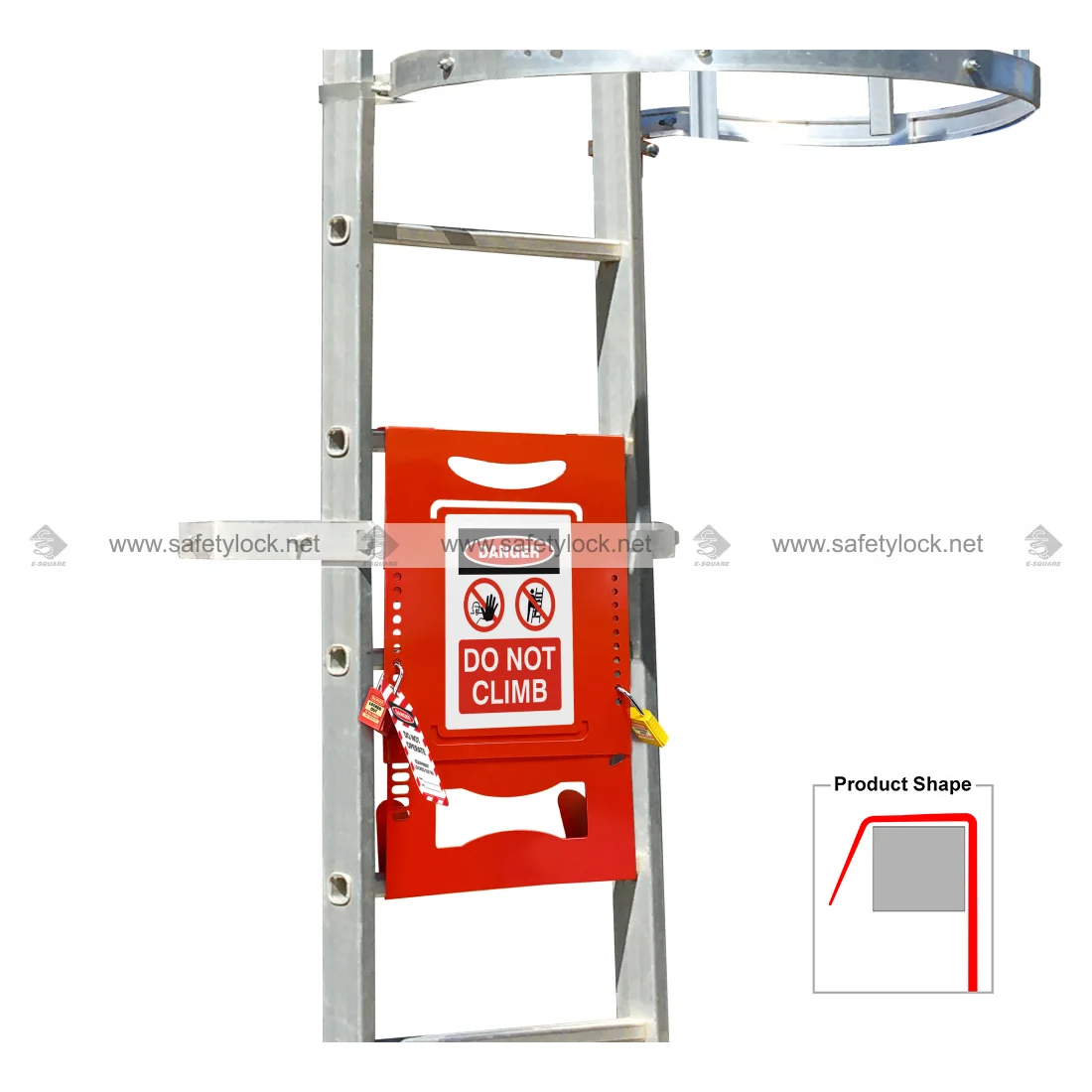 adjustable steel ladder lockout for flat rung ladders red colour
