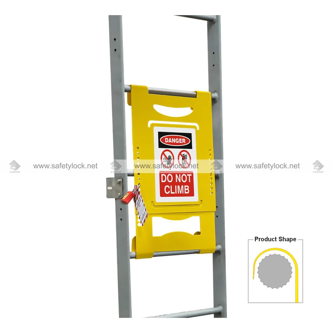 adjustable steel ladder lockout for round rung ladders