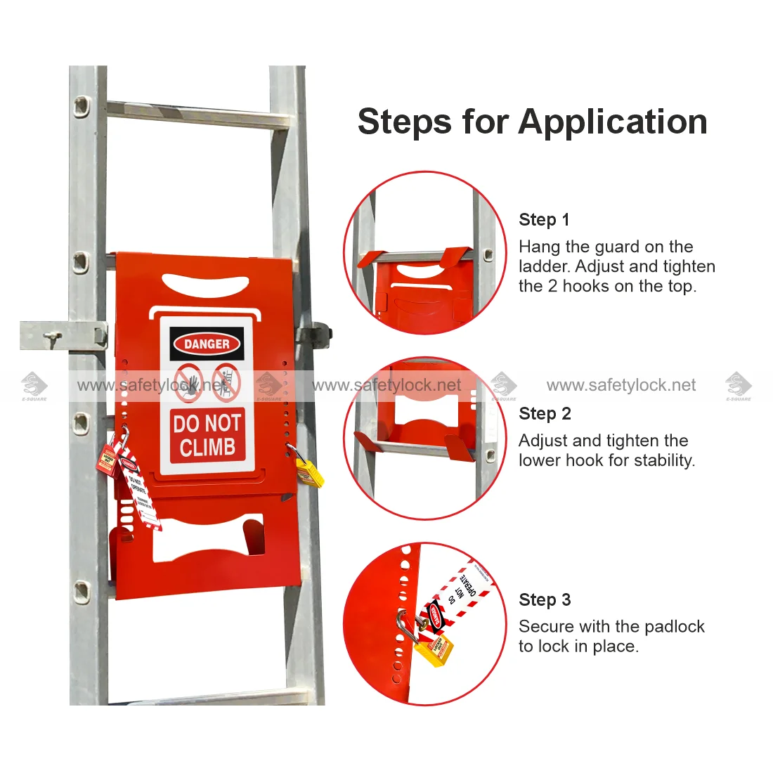 adjustable steel ladder lockout