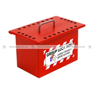 group lockout box with steel handle for sliding lid