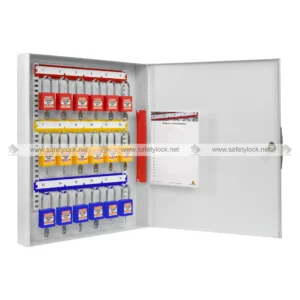 steel lockout padlock cabinet with 18 loto locks