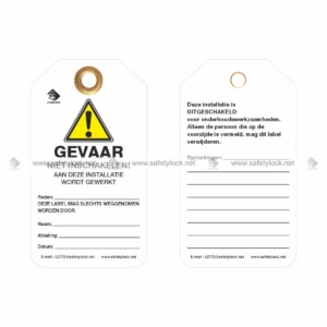 Dutch lockout safety tags for LOTO procedure